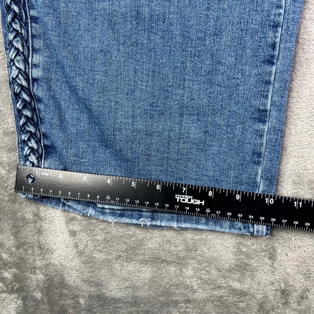 Judy Blue Wide Leg Jeans Womens 22W Blue Braided Side Stretch Cropped Denim - Picture 7 of 14